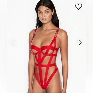 Victoria's Secret Red Geometric Bodysuit